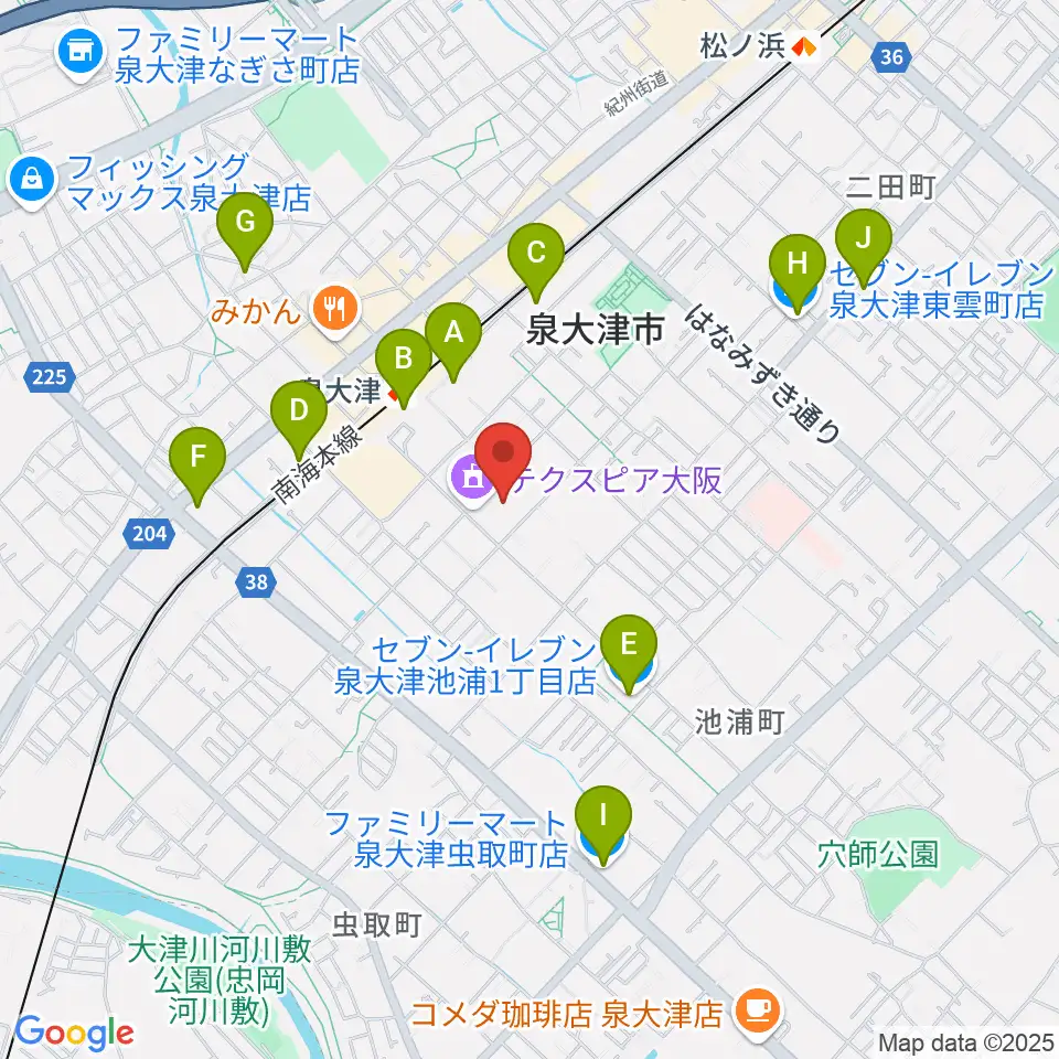 テクスピア大阪周辺のコンビニエンスストア一覧地図
