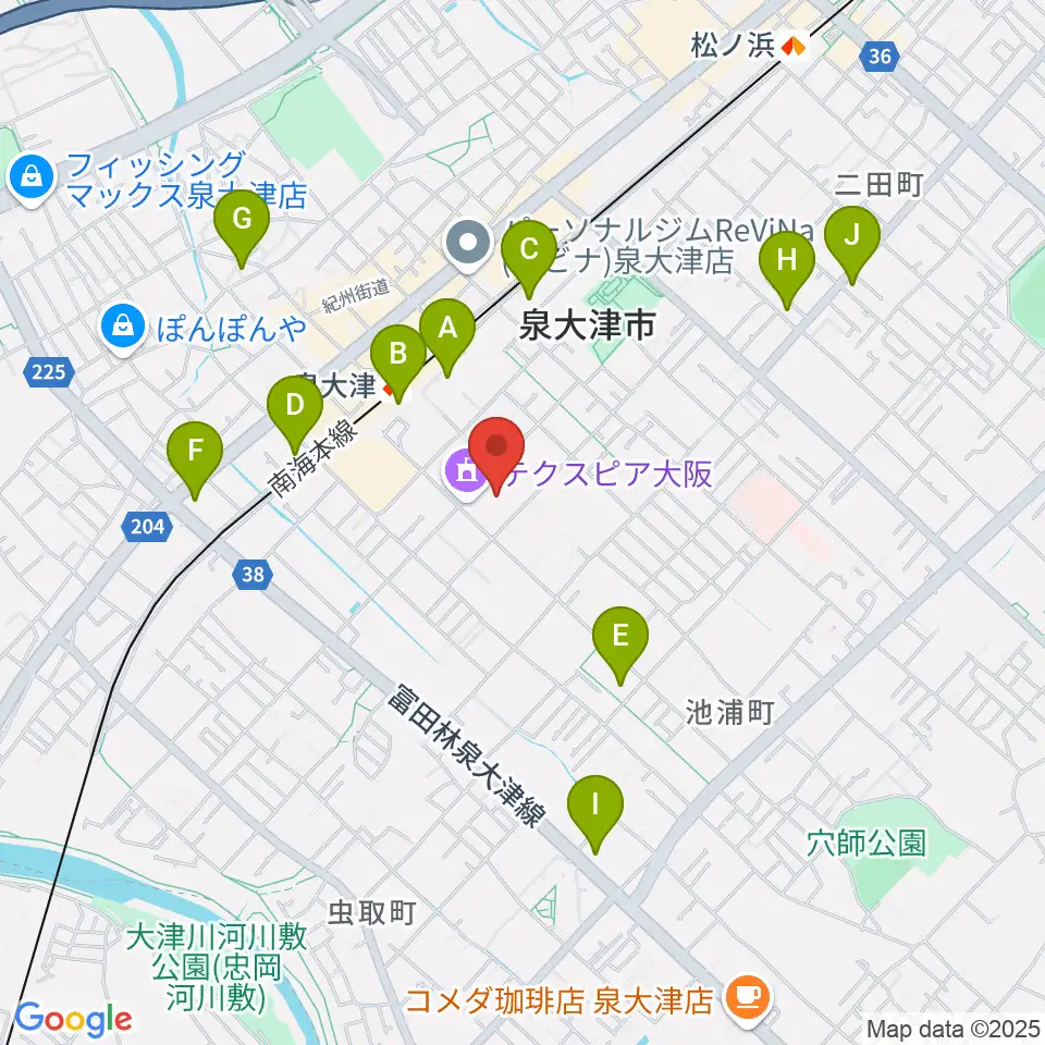 テクスピア大阪周辺のコンビニエンスストア一覧地図