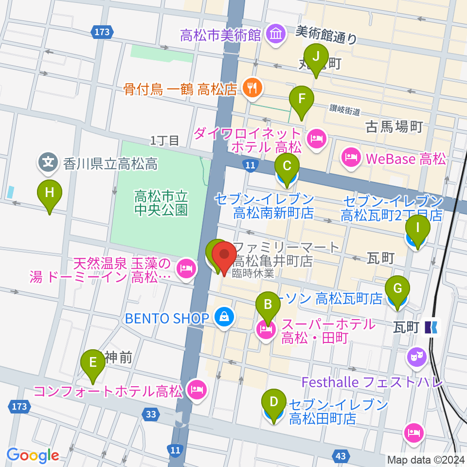 ラ・フォンテーヌ周辺のコンビニエンスストア一覧地図