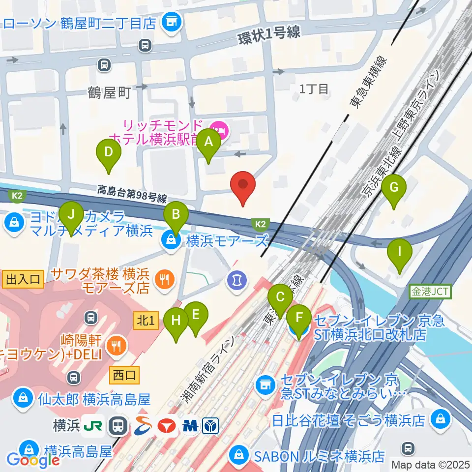 横浜ケントス周辺のコンビニエンスストア一覧地図