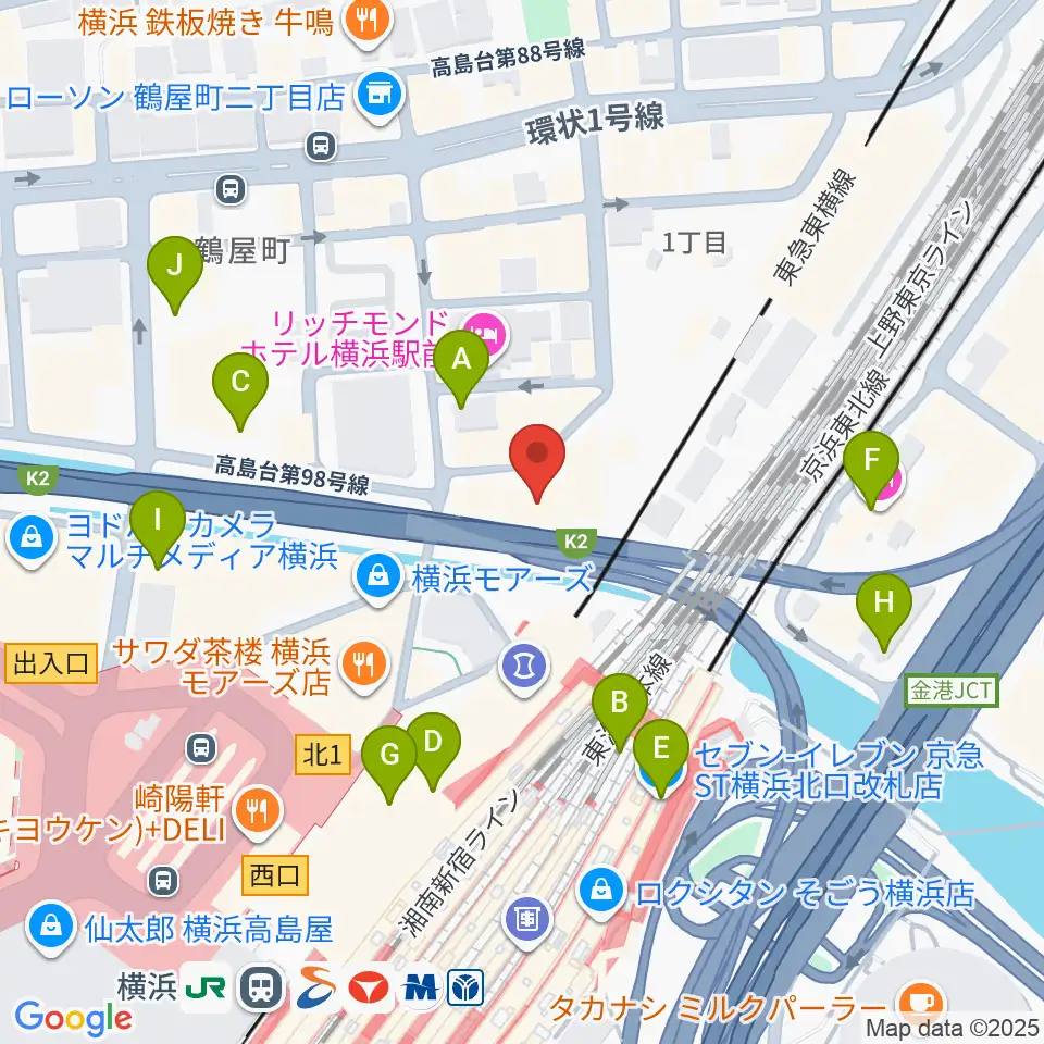 横浜ケントス周辺のコンビニエンスストア一覧地図