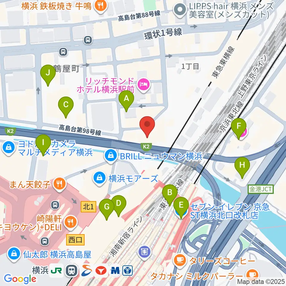 横浜ケントス周辺のコンビニエンスストア一覧地図