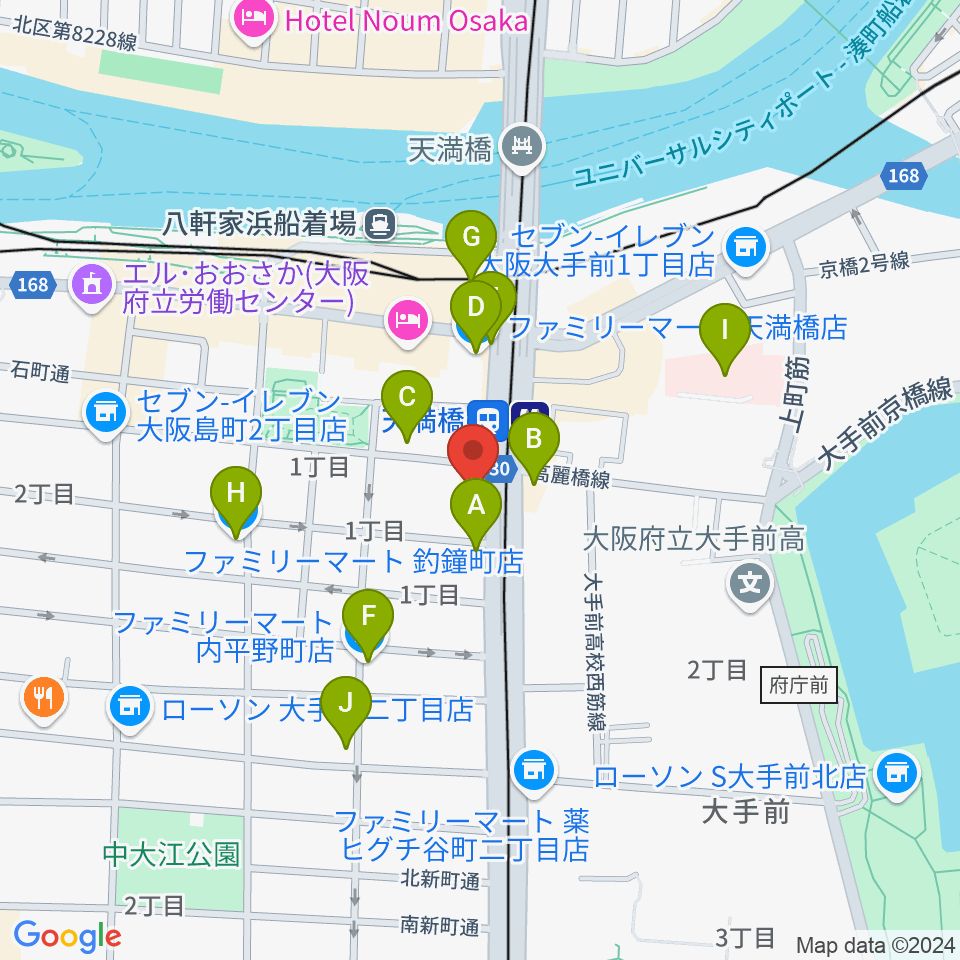 HMS大阪周辺のコンビニエンスストア一覧地図