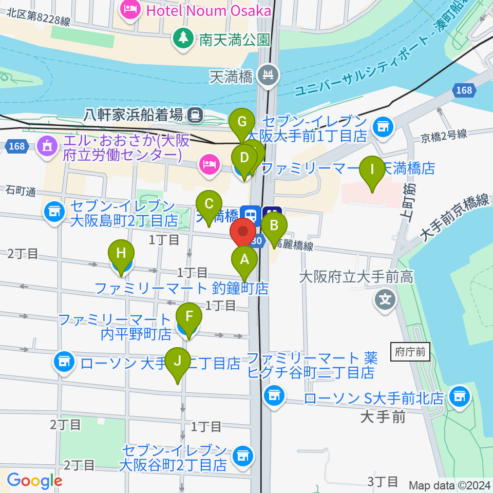 HMS大阪周辺のコンビニエンスストア一覧地図