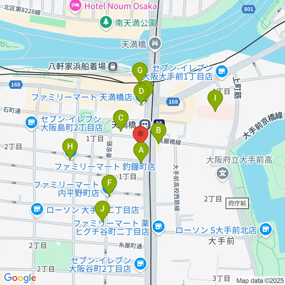 HMS大阪周辺のコンビニエンスストア一覧地図