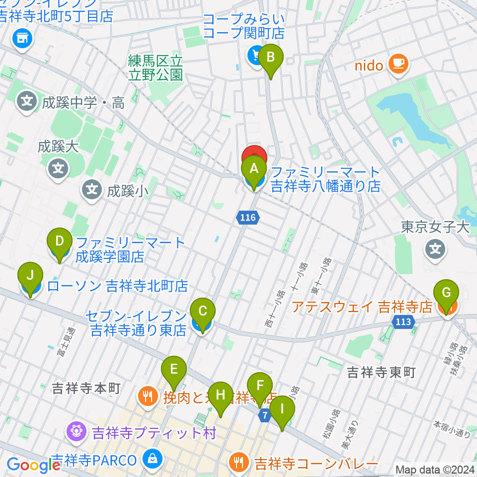 Recording Studio GOATEE周辺のコンビニエンスストア一覧地図