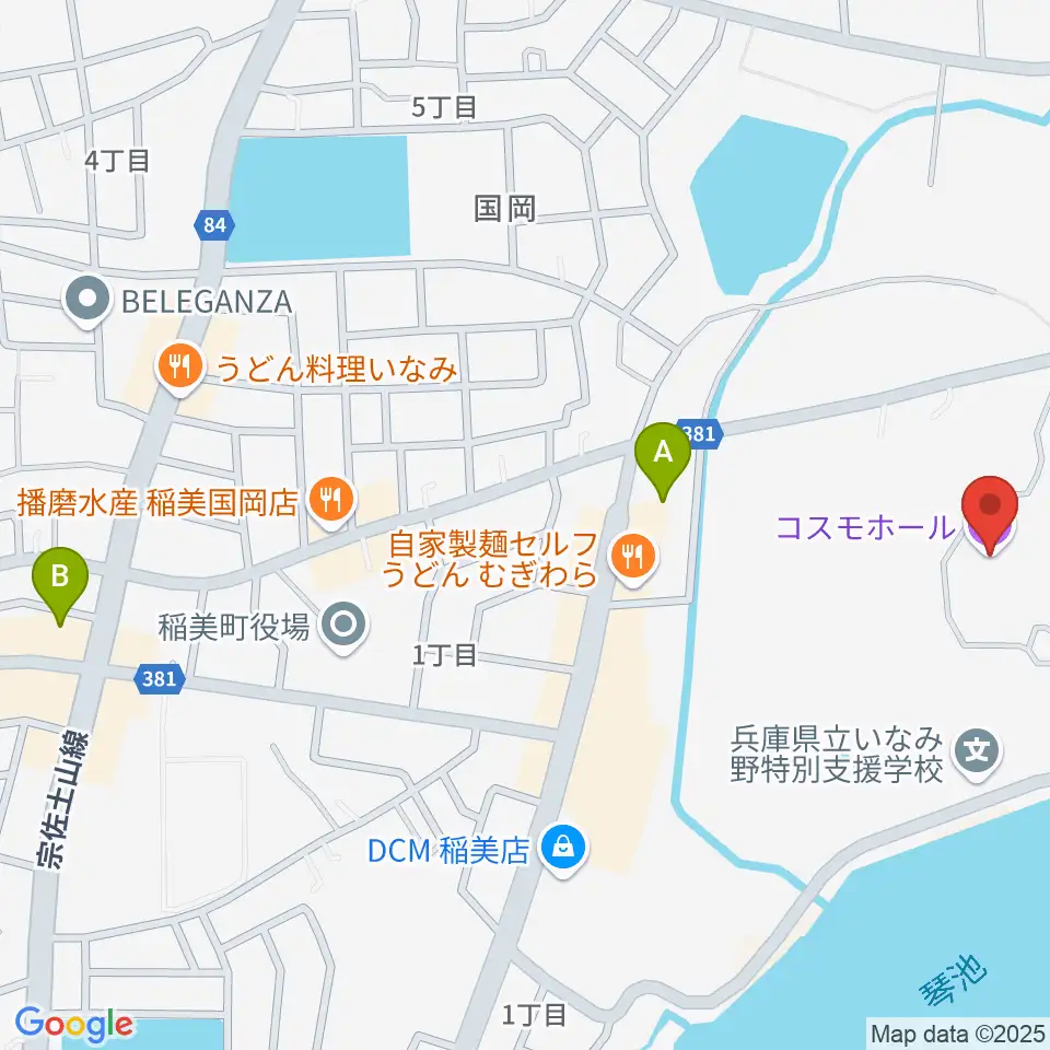 稲美町文化会館コスモホール周辺のコンビニエンスストア一覧地図