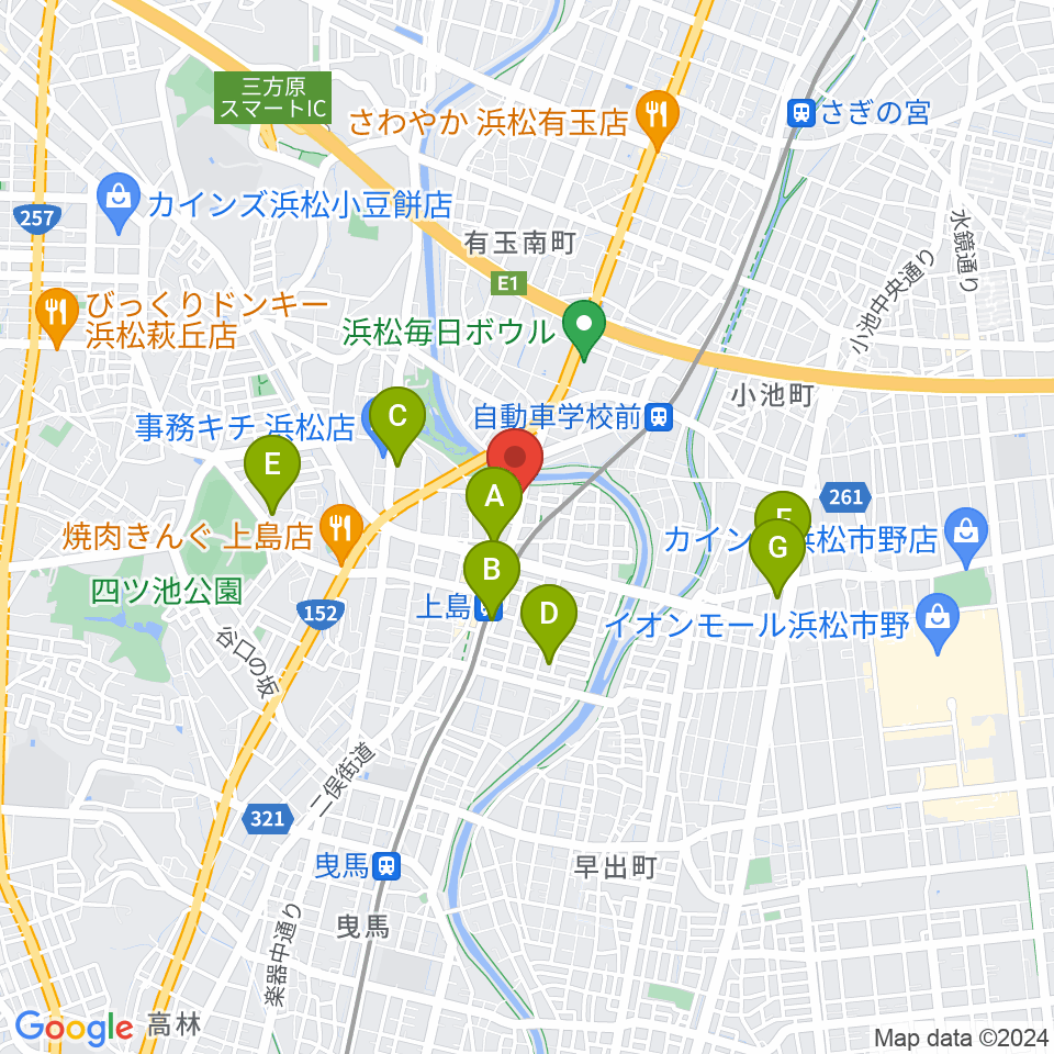 なんでモール周辺のコンビニエンスストア一覧地図