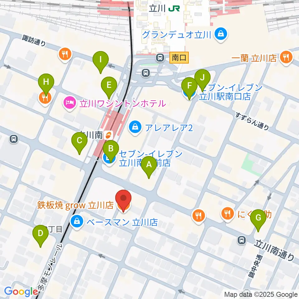 立川A.A COMPANY周辺のコンビニエンスストア一覧地図