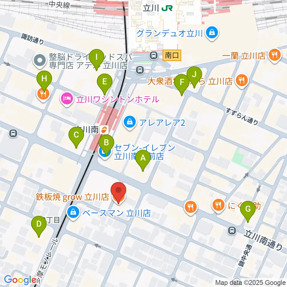 立川A.A COMPANY周辺のコンビニエンスストア一覧地図