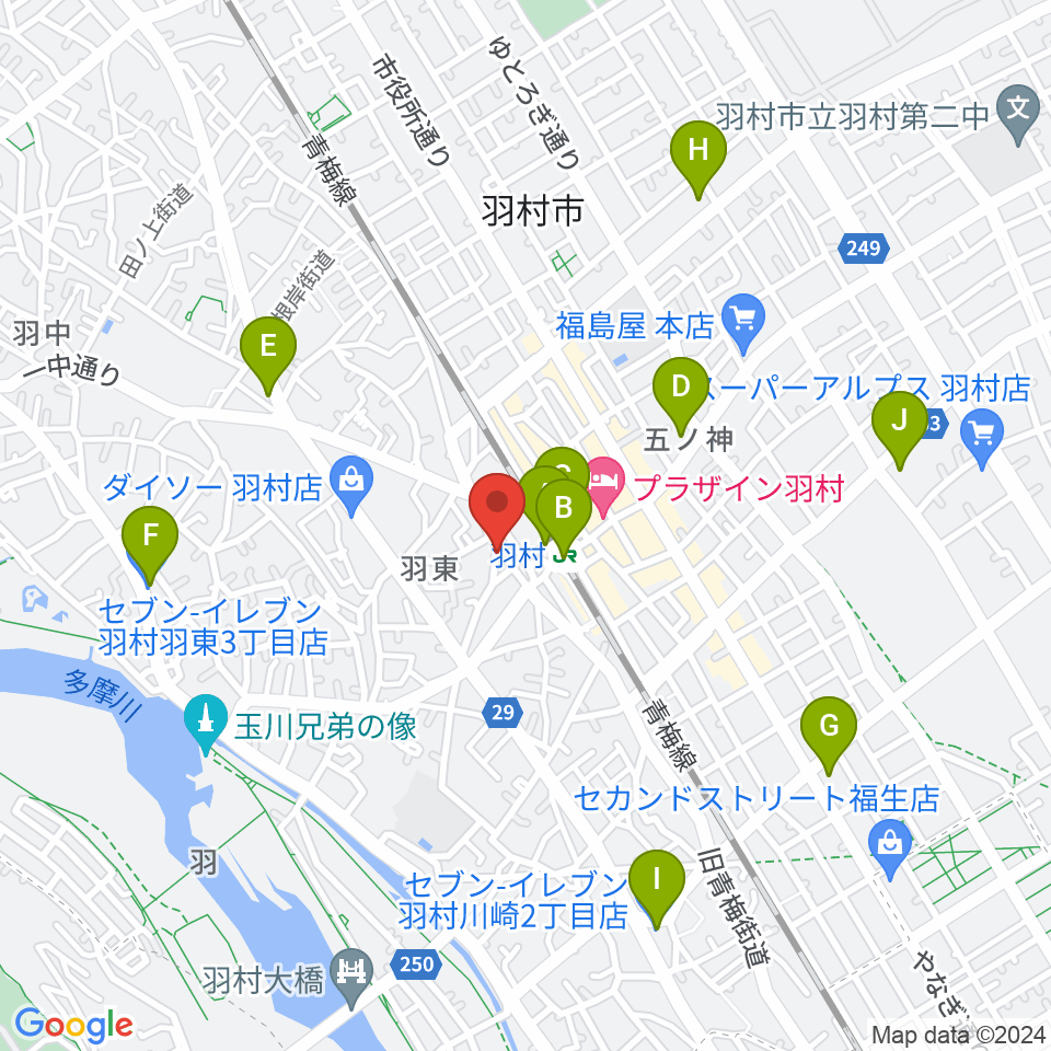 羽村ボニー＆クライド周辺のコンビニエンスストア一覧地図