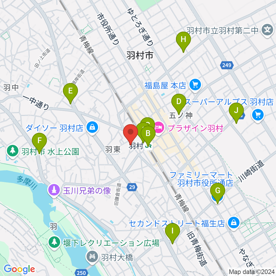 羽村ボニー＆クライド周辺のコンビニエンスストア一覧地図