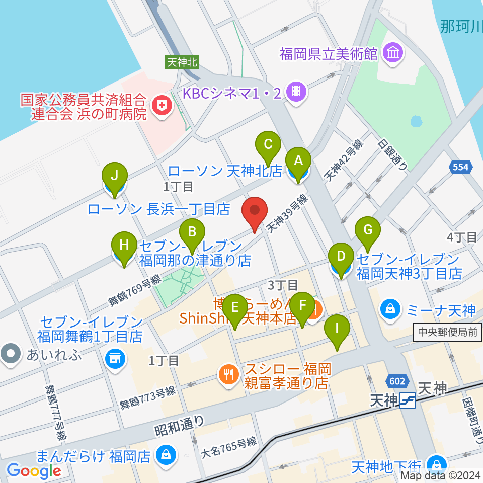 白いギター周辺のコンビニエンスストア一覧地図