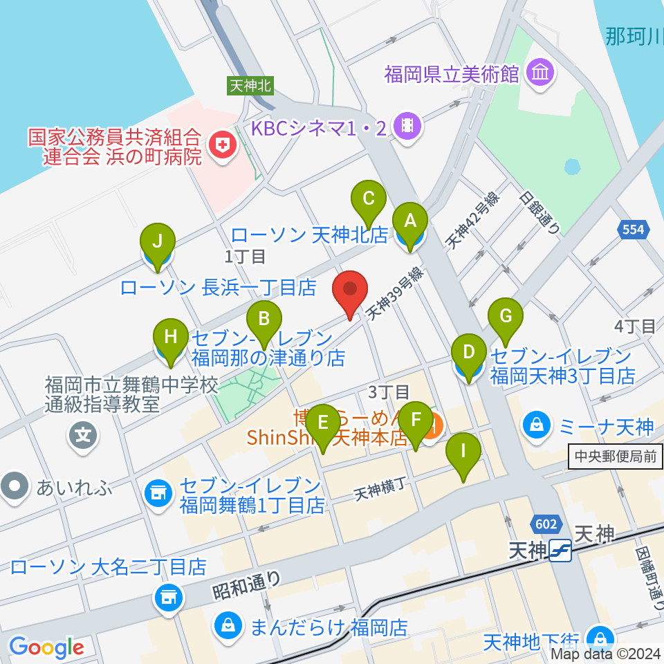 白いギター周辺のコンビニエンスストア一覧地図