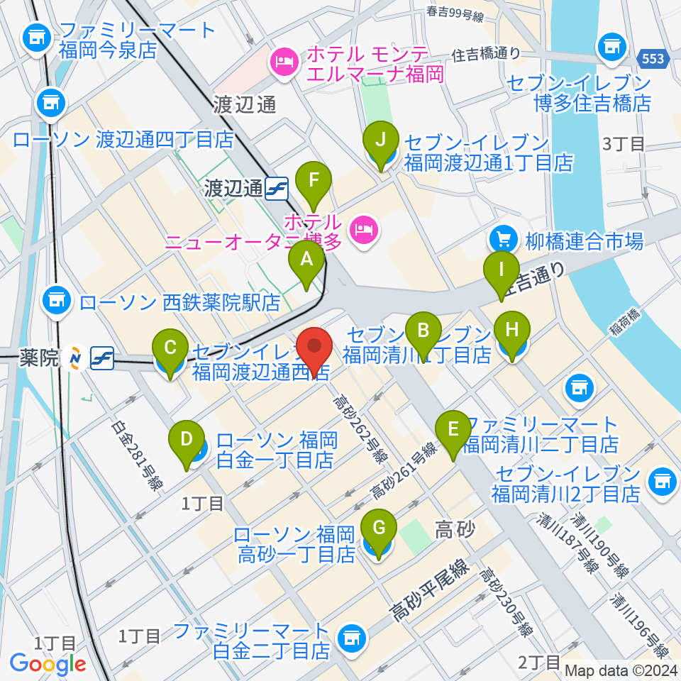 福岡 音故知新周辺のコンビニエンスストア一覧地図