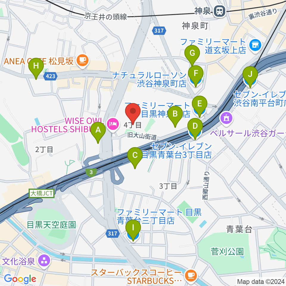 スタジオブラート周辺のコンビニエンスストア一覧地図