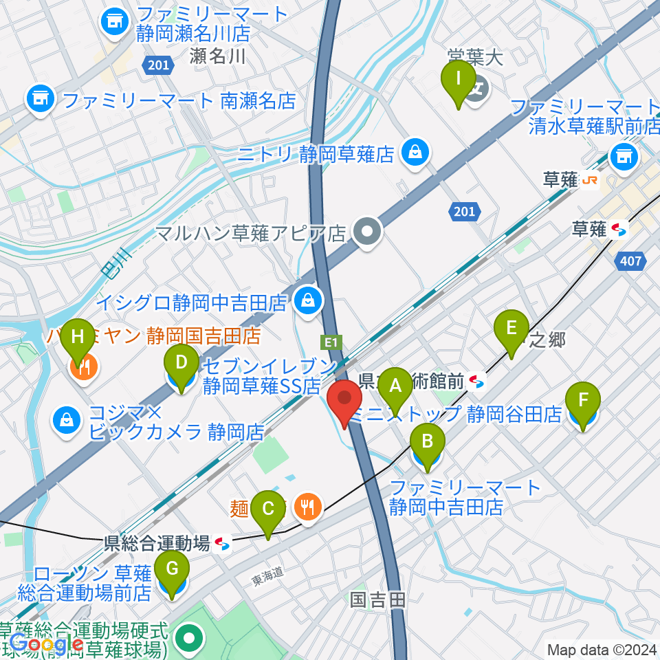 エムジーズ周辺のコンビニエンスストア一覧地図