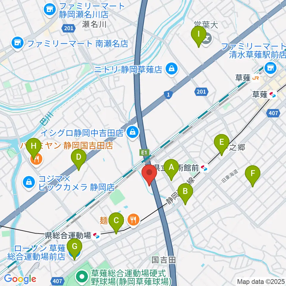 エムジーズ周辺のコンビニエンスストア一覧地図