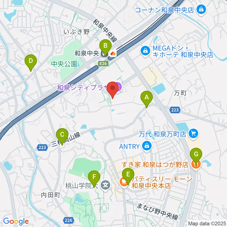 和泉シティプラザ周辺のコンビニエンスストア一覧地図