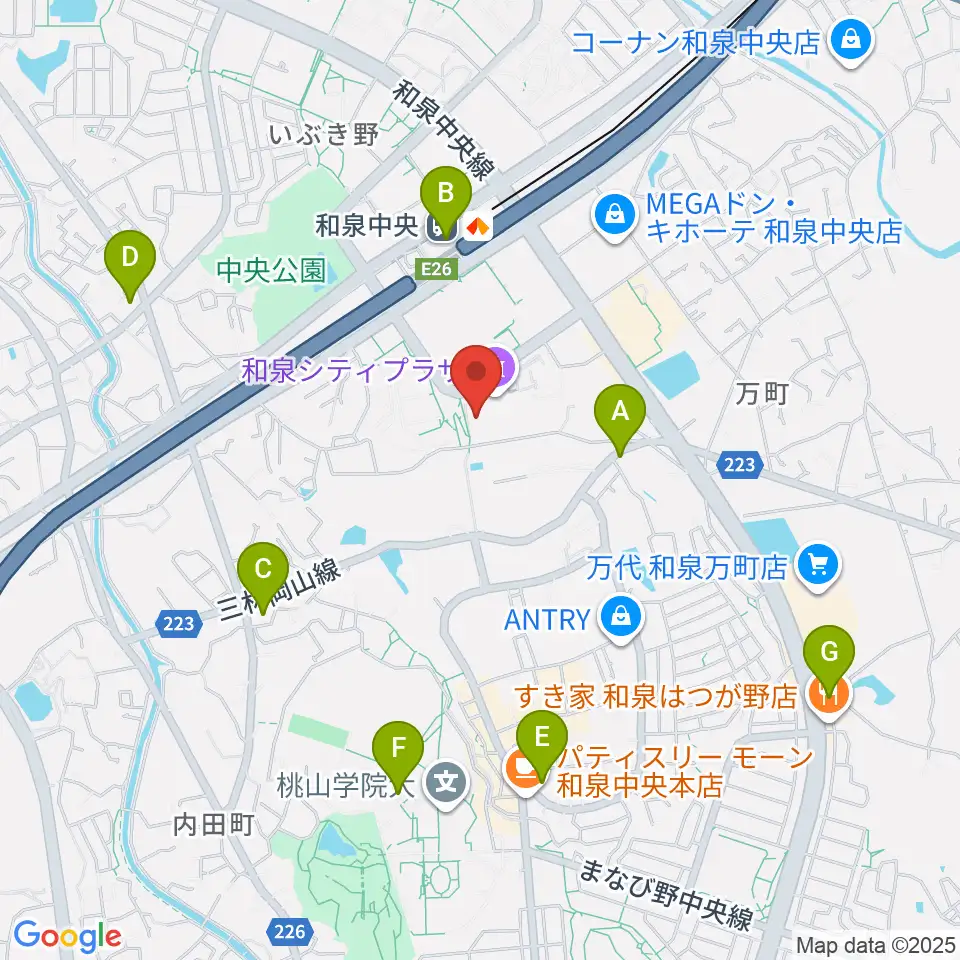 和泉シティプラザ周辺のコンビニエンスストア一覧地図