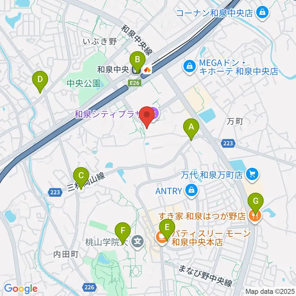 和泉シティプラザ周辺のコンビニエンスストア一覧地図