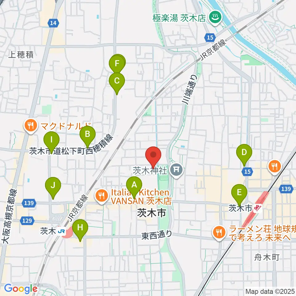 茨木市市民総合センター クリエイトセンター周辺のコンビニエンスストア一覧地図