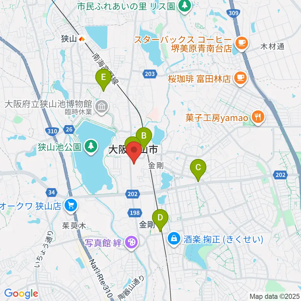大阪狭山市文化会館 SAYAKAホール周辺のコンビニエンスストア一覧地図