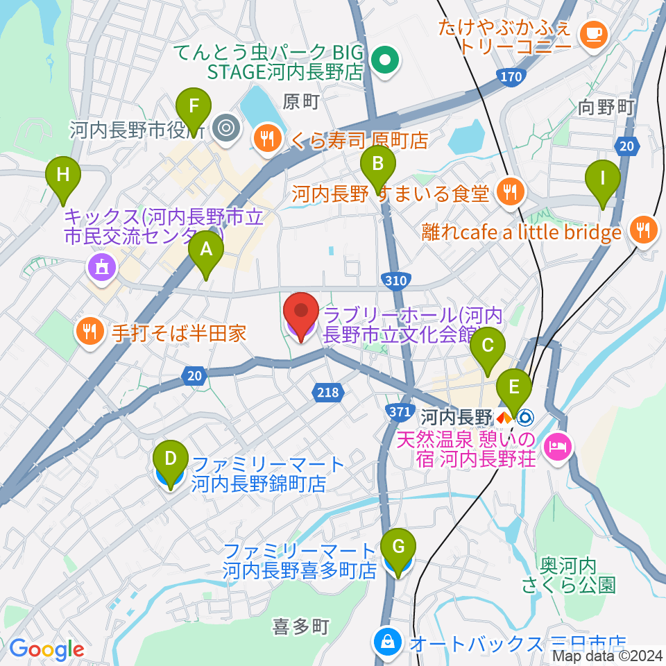 ラブリーホール周辺のコンビニエンスストア一覧地図