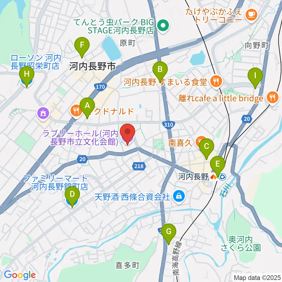 ラブリーホール周辺のコンビニエンスストア一覧地図