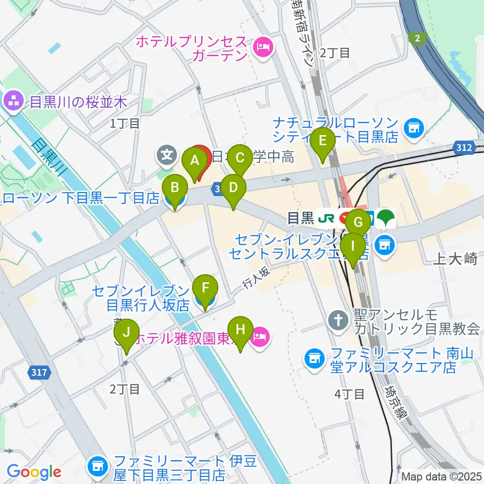 目黒リトルテキサス周辺のコンビニエンスストア一覧地図