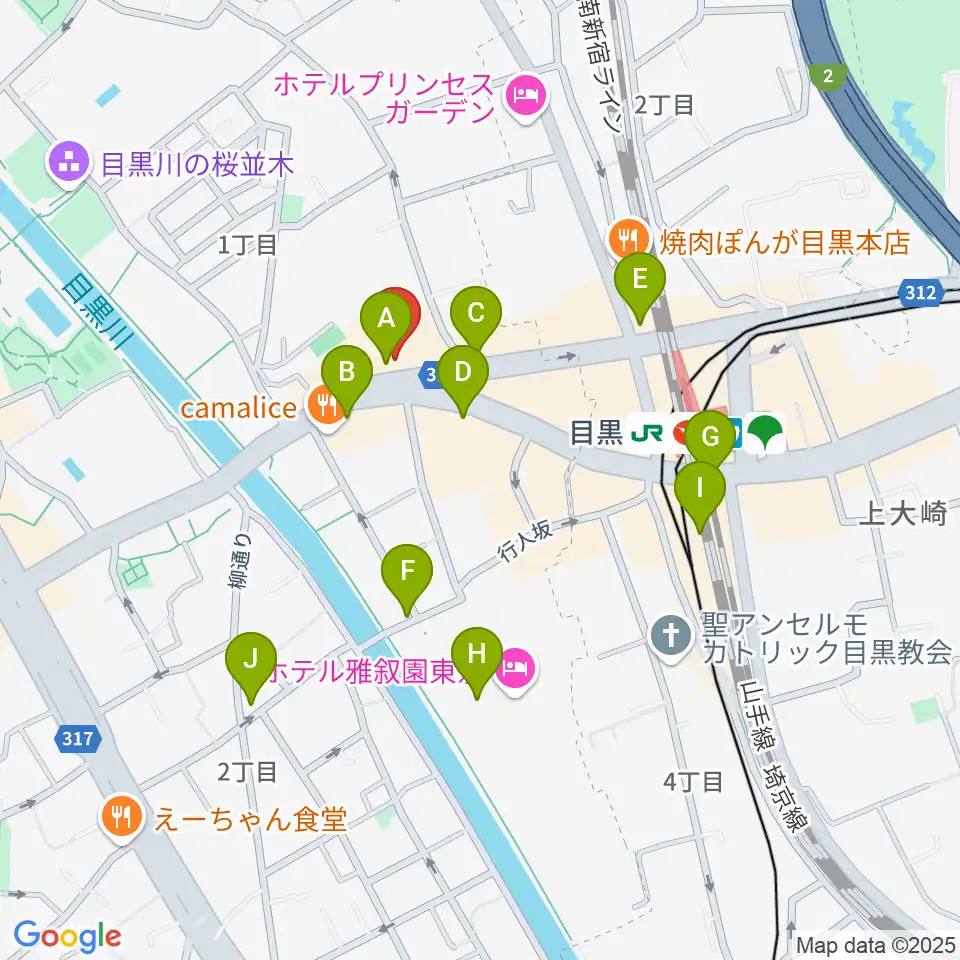 目黒リトルテキサス周辺のコンビニエンスストア一覧地図