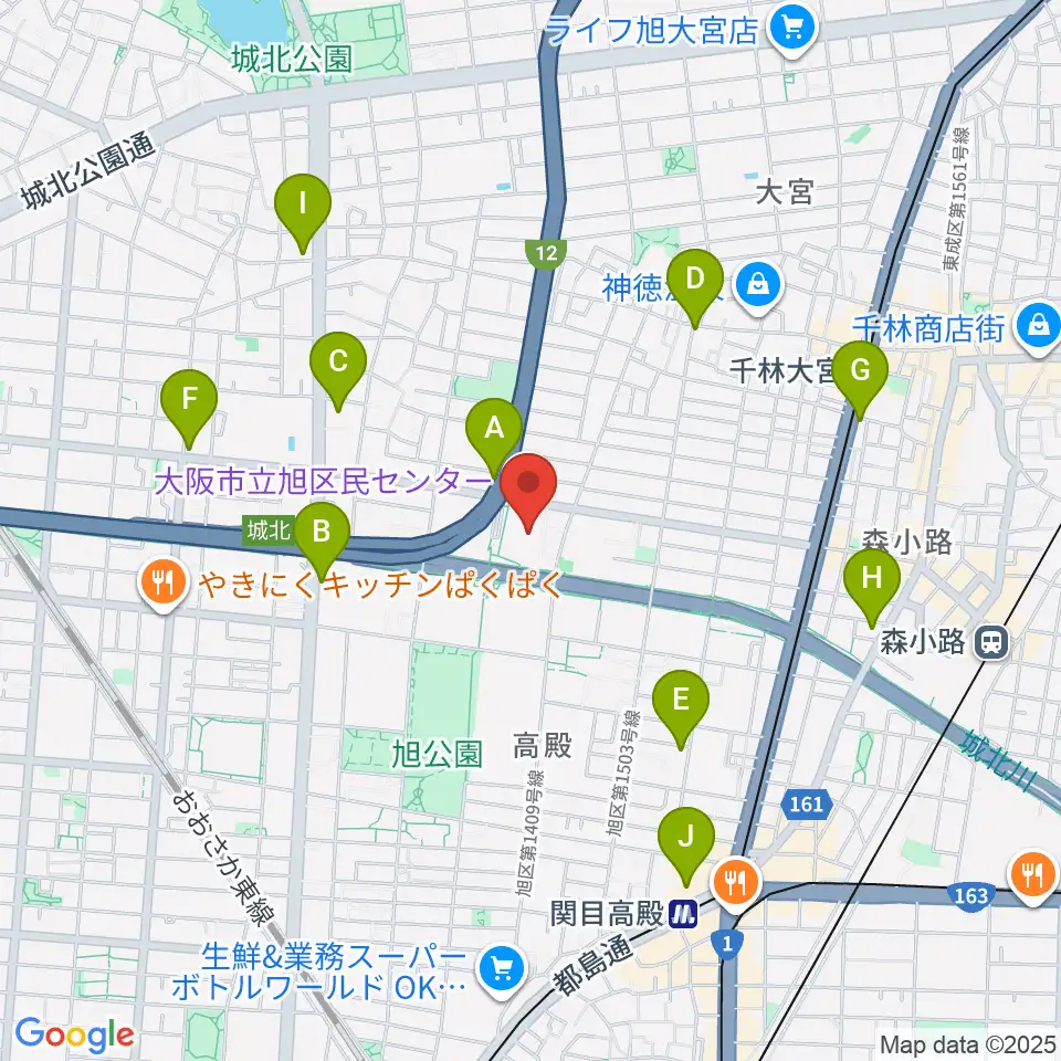 大阪市立旭区民センター周辺のコンビニエンスストア一覧地図