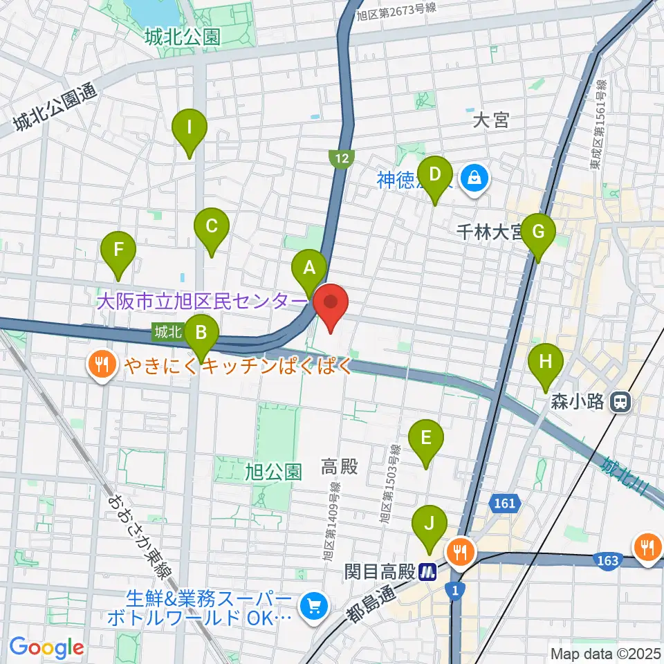 大阪市立旭区民センター周辺のコンビニエンスストア一覧地図