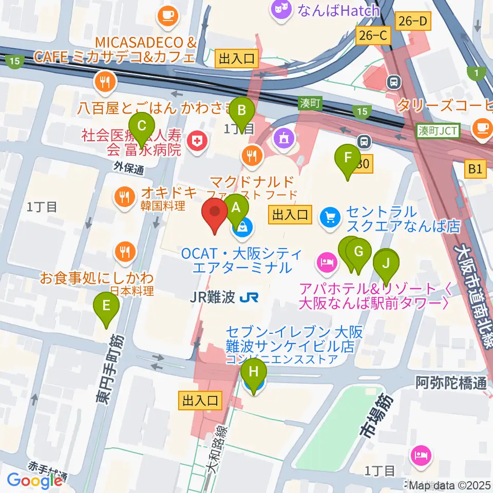 難波市民学習センター周辺のコンビニエンスストア一覧地図