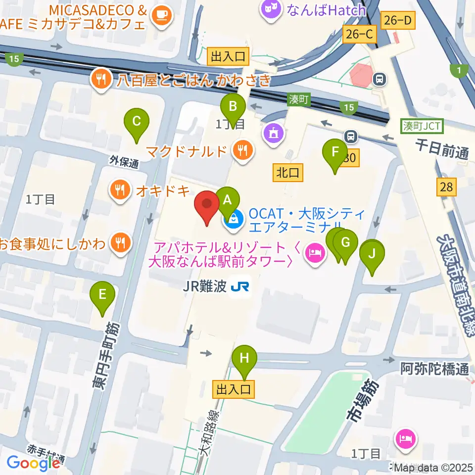 難波市民学習センター周辺のコンビニエンスストア一覧地図