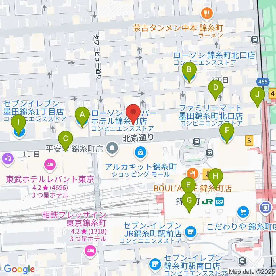 錦糸町アーリーバード周辺のコンビニエンスストア一覧地図