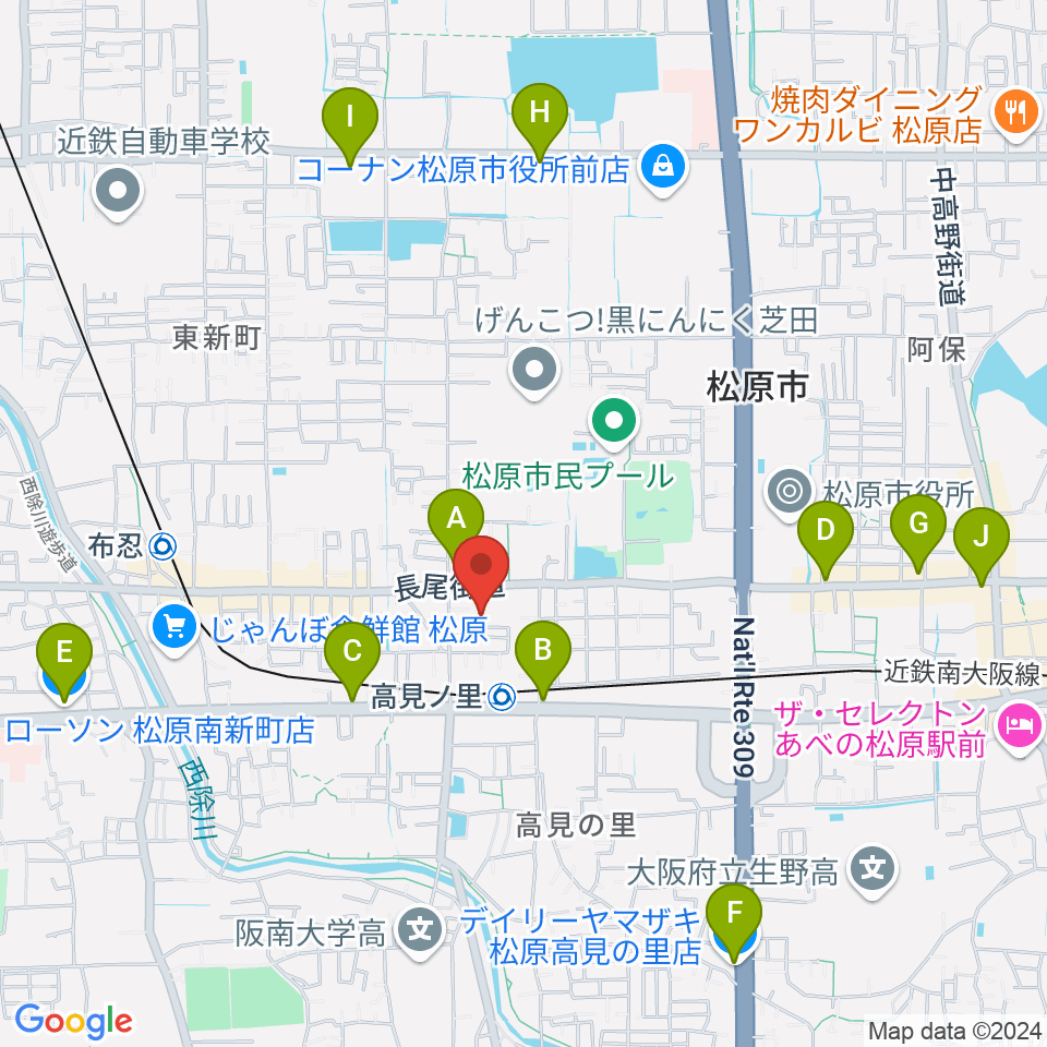 キーススタジオ周辺のコンビニエンスストア一覧地図