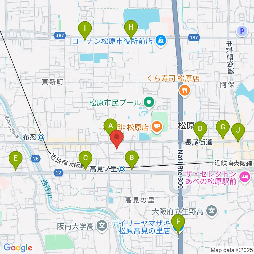キーススタジオ周辺のコンビニエンスストア一覧地図