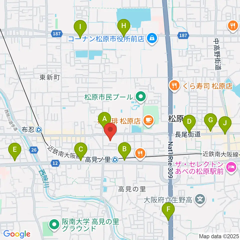 キーススタジオ周辺のコンビニエンスストア一覧地図