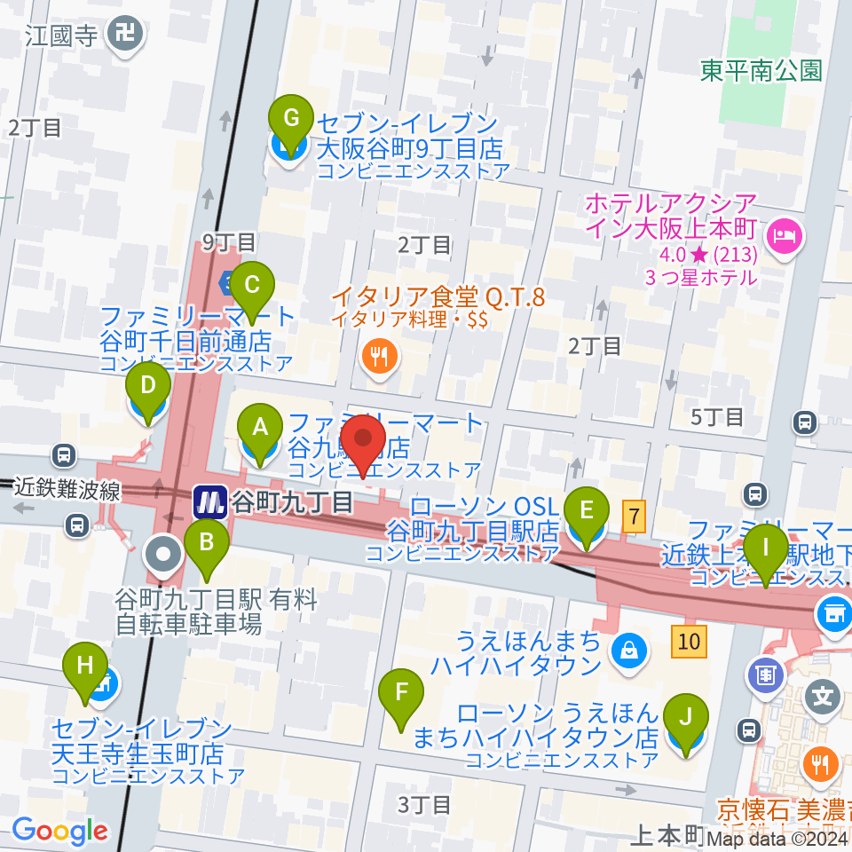 谷町九丁目サブ周辺のコンビニエンスストア一覧地図