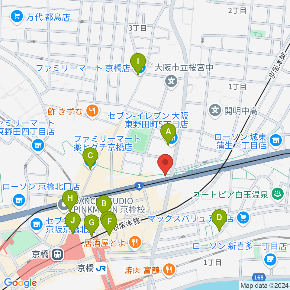 京橋セブンデイズ周辺のコンビニエンスストア一覧地図