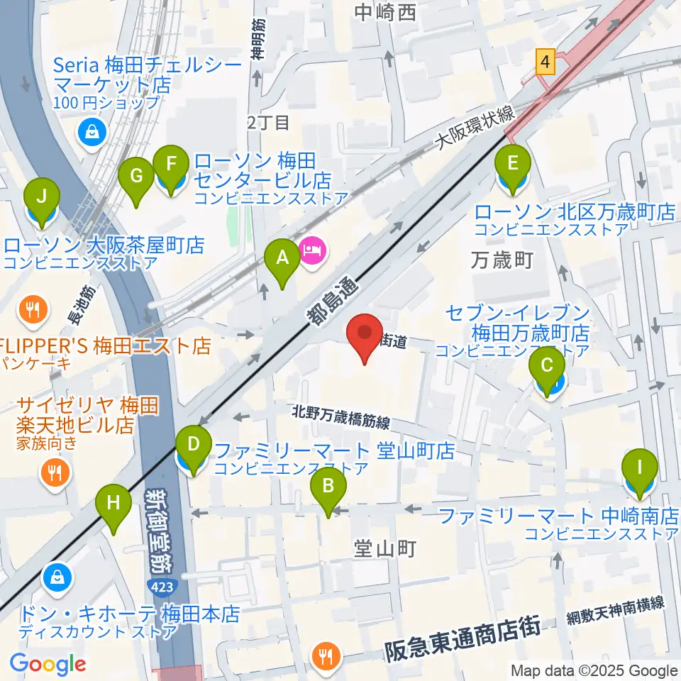 梅田アクトスリーホール周辺のコンビニエンスストア一覧地図
