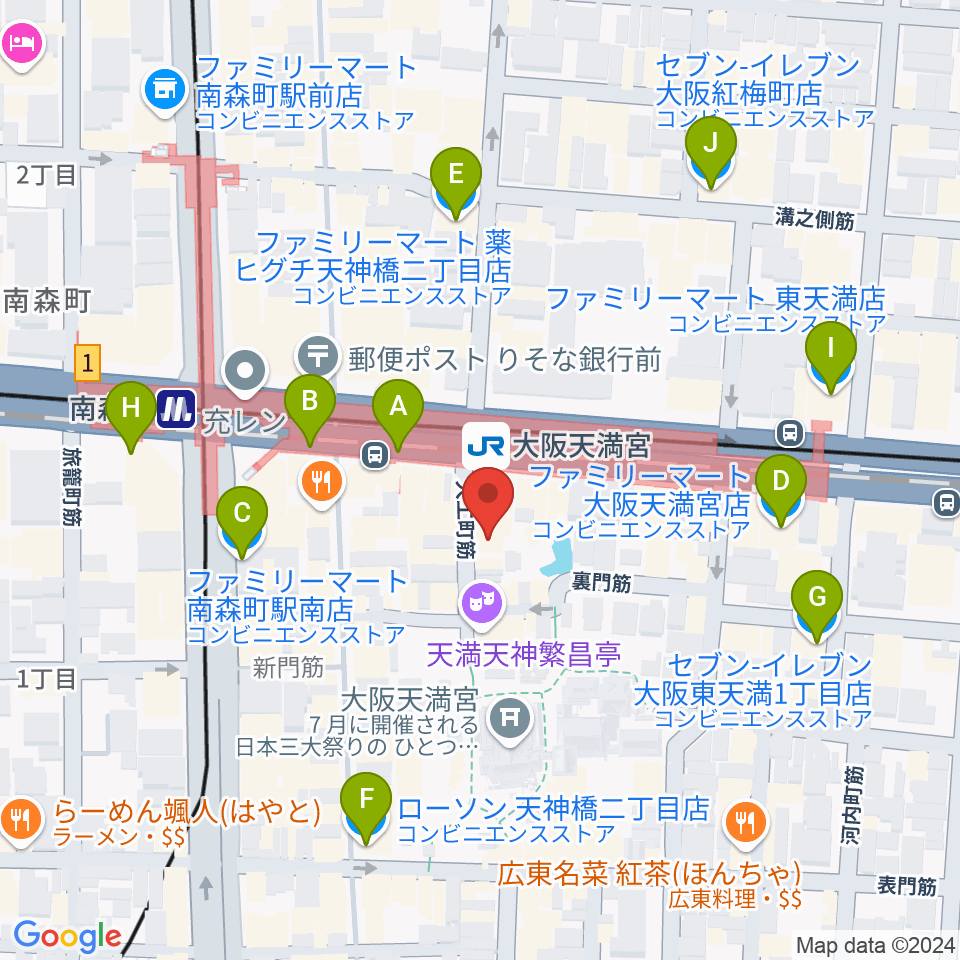 南森町シカゴロック周辺のコンビニエンスストア一覧地図