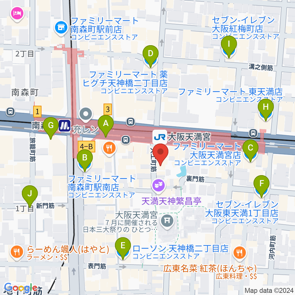 南森町シカゴロック周辺のコンビニエンスストア一覧地図