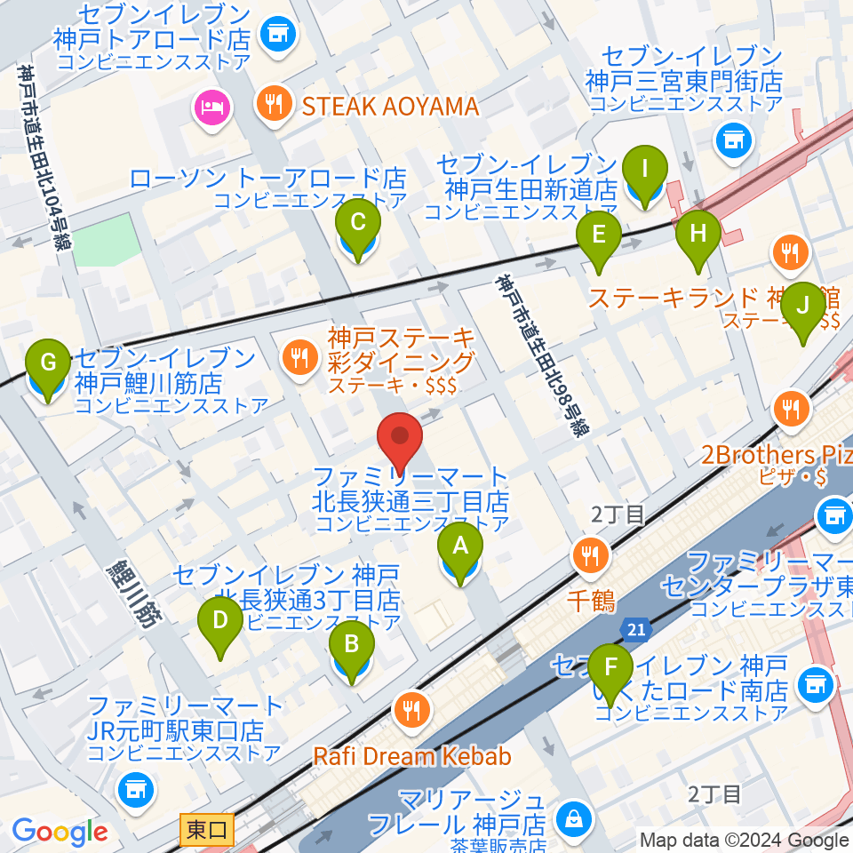 MOKUBA'S TAVERN 木馬周辺のコンビニエンスストア一覧地図