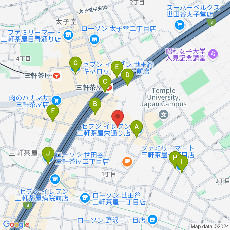 キボリスタジオ周辺のコンビニエンスストア一覧地図