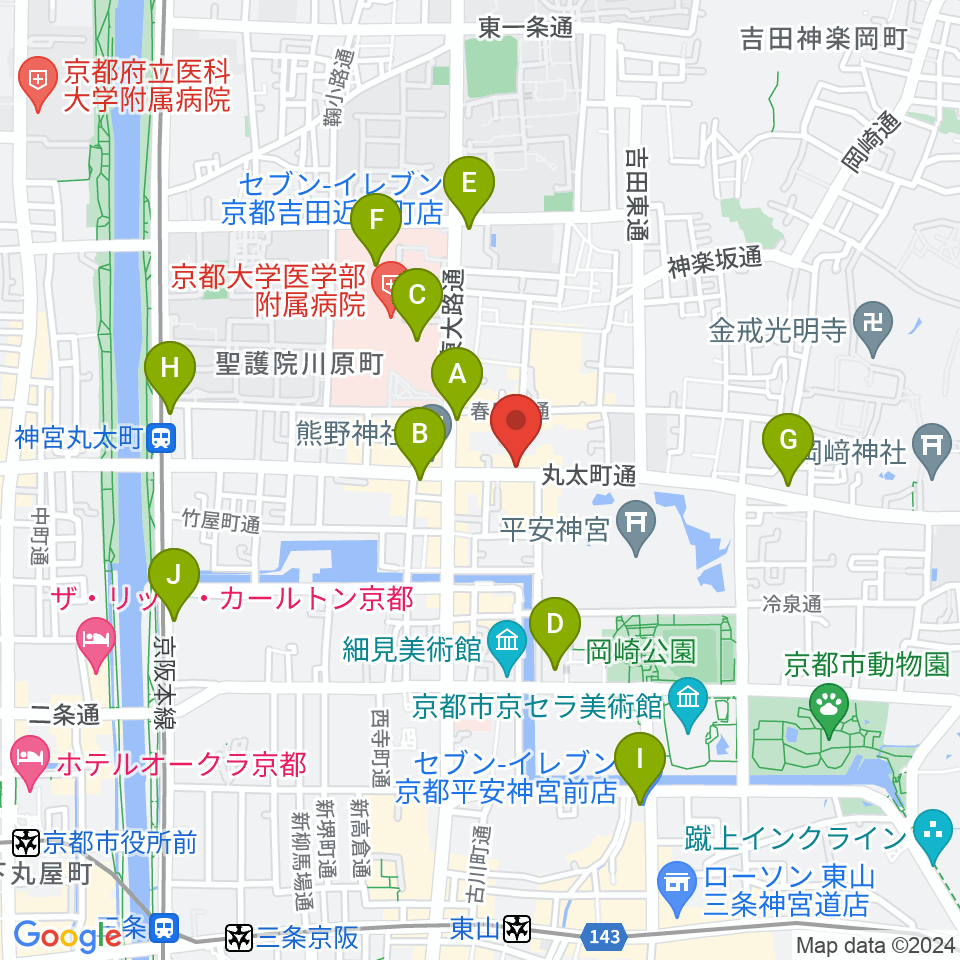 京都ZAC BARAN周辺のコンビニエンスストア一覧地図
