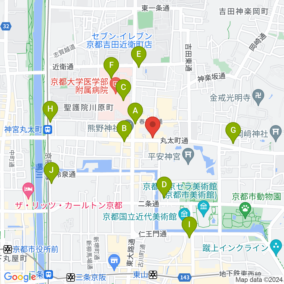 京都ZAC BARAN周辺のコンビニエンスストア一覧地図