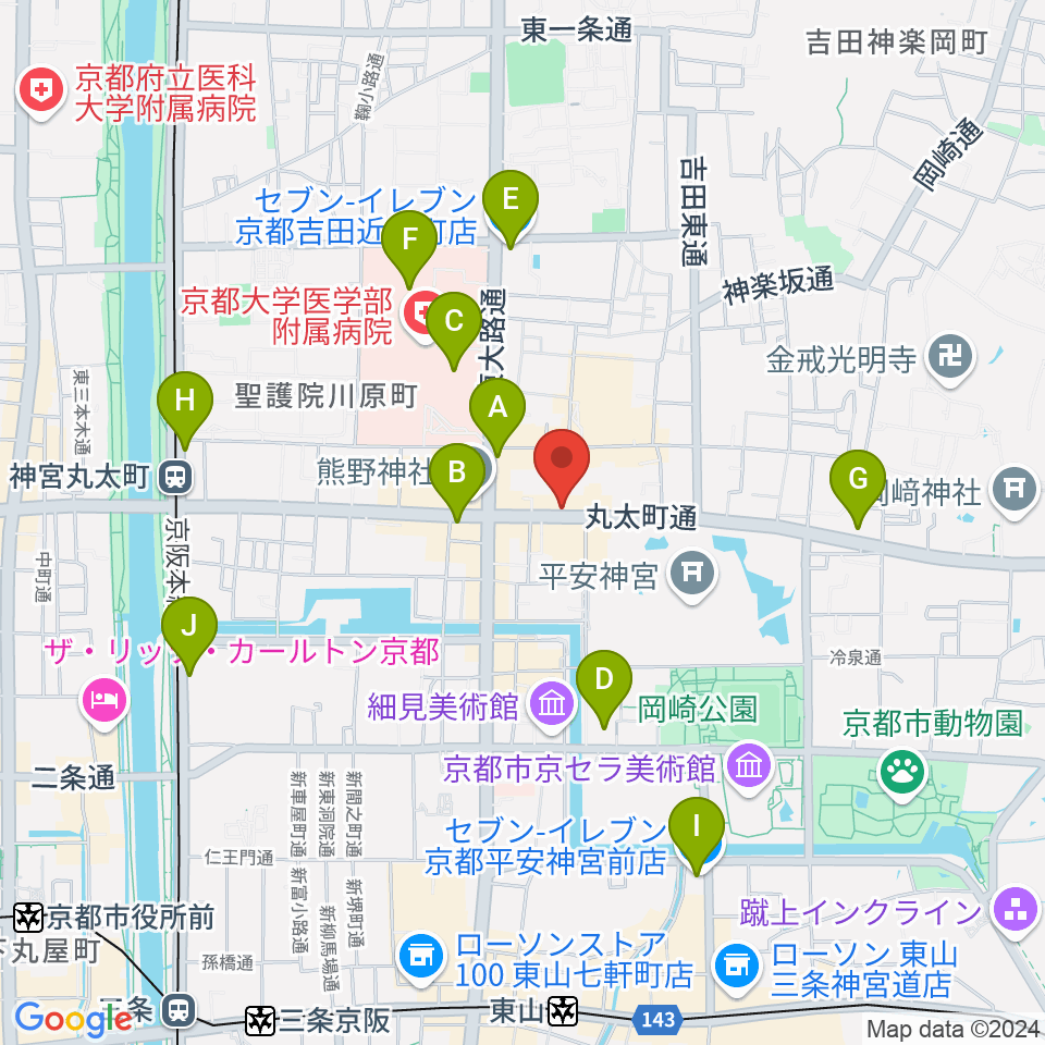 京都ZAC BARAN周辺のコンビニエンスストア一覧地図