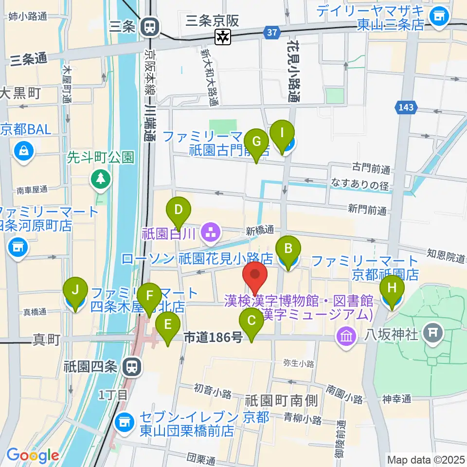 祇園pick up周辺のコンビニエンスストア一覧地図